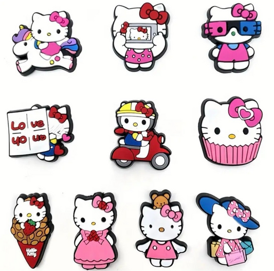 10pc cute kitty shoe charms