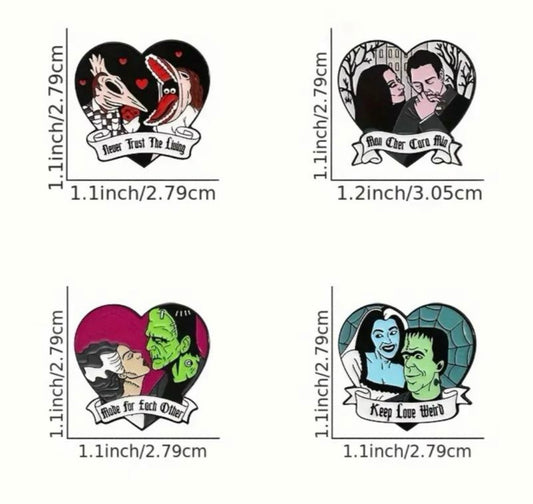 Spooky lovers enamel pins