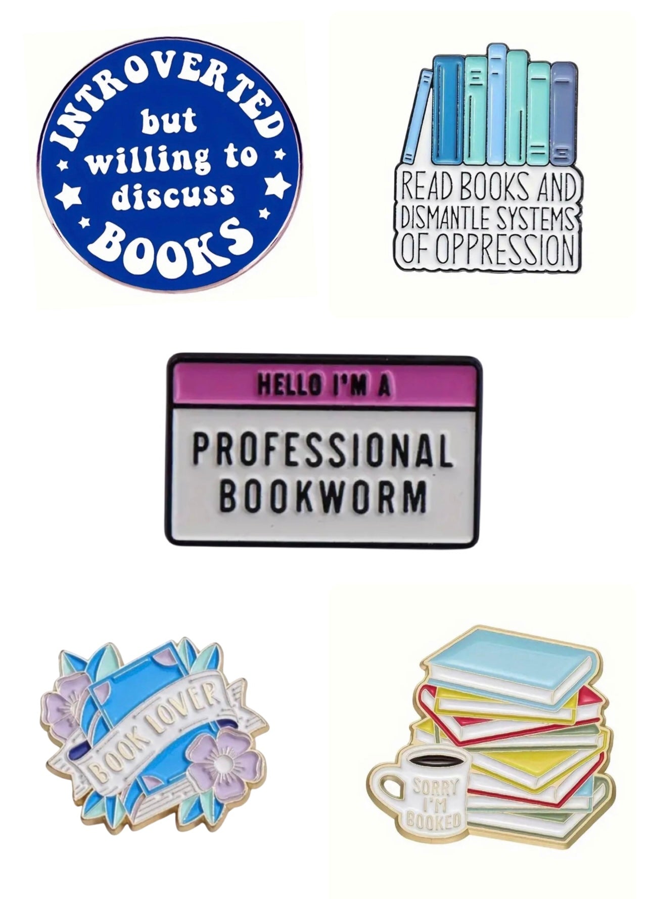 Book Lovers enamel pins