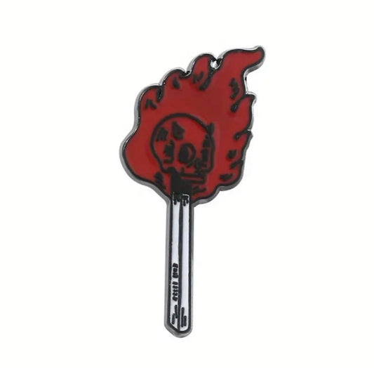 2 piece lighter and skull match enamel pin set