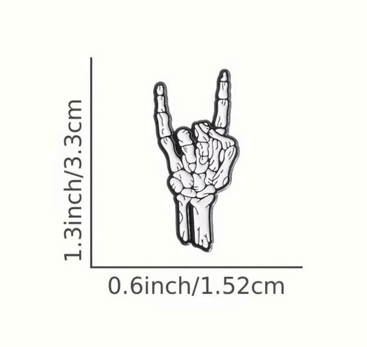 Rock n Roll skeleton hand enamel pin