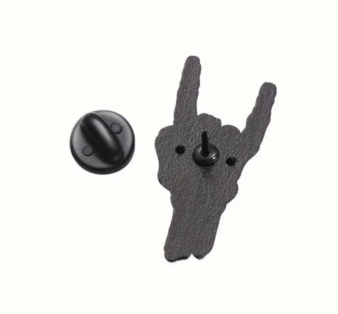 Rock n Roll skeleton hand enamel pin