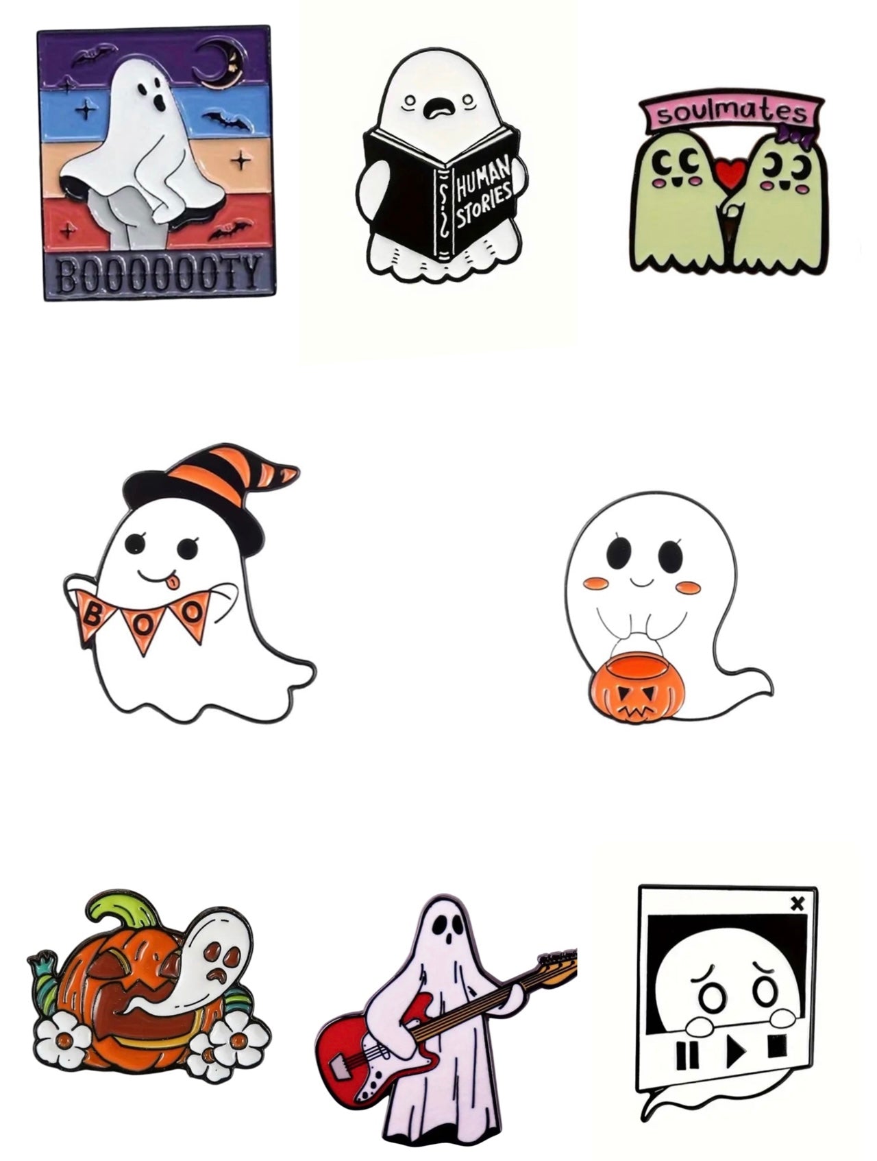 Spooky & Funny Ghost enamel pins