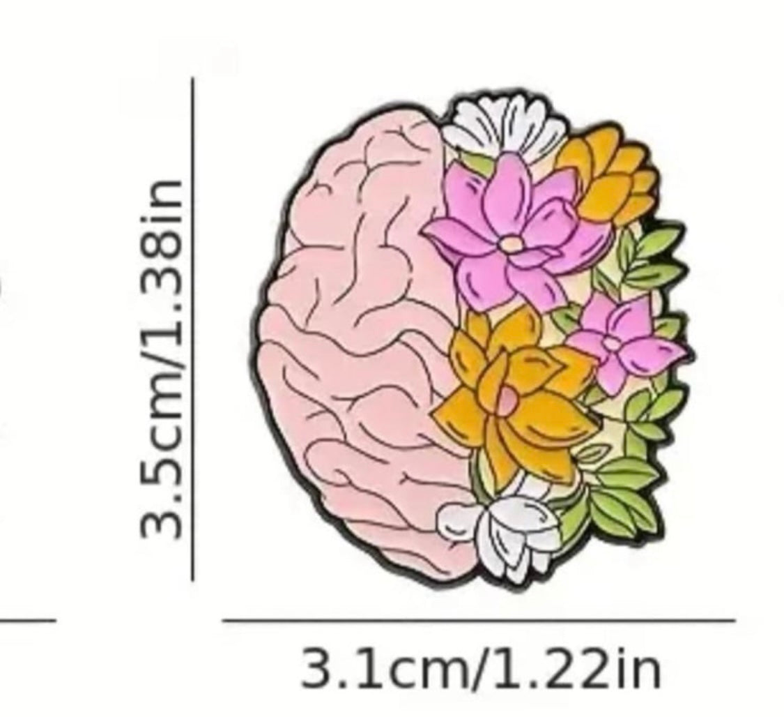 Cute Flower brain enamel pin