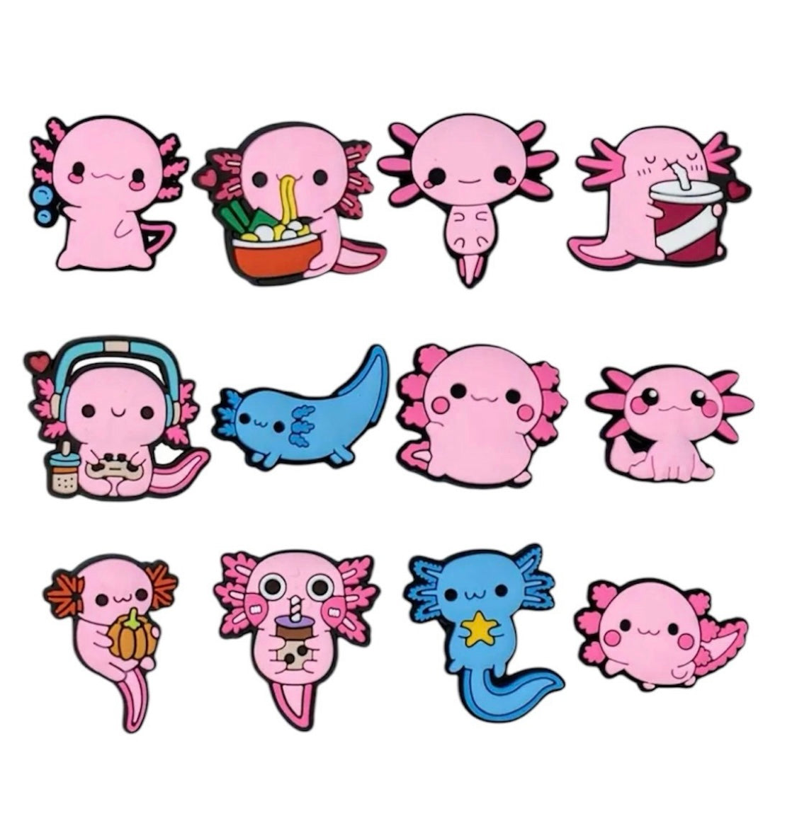 12 piece cute Axolotl cute shoe charms