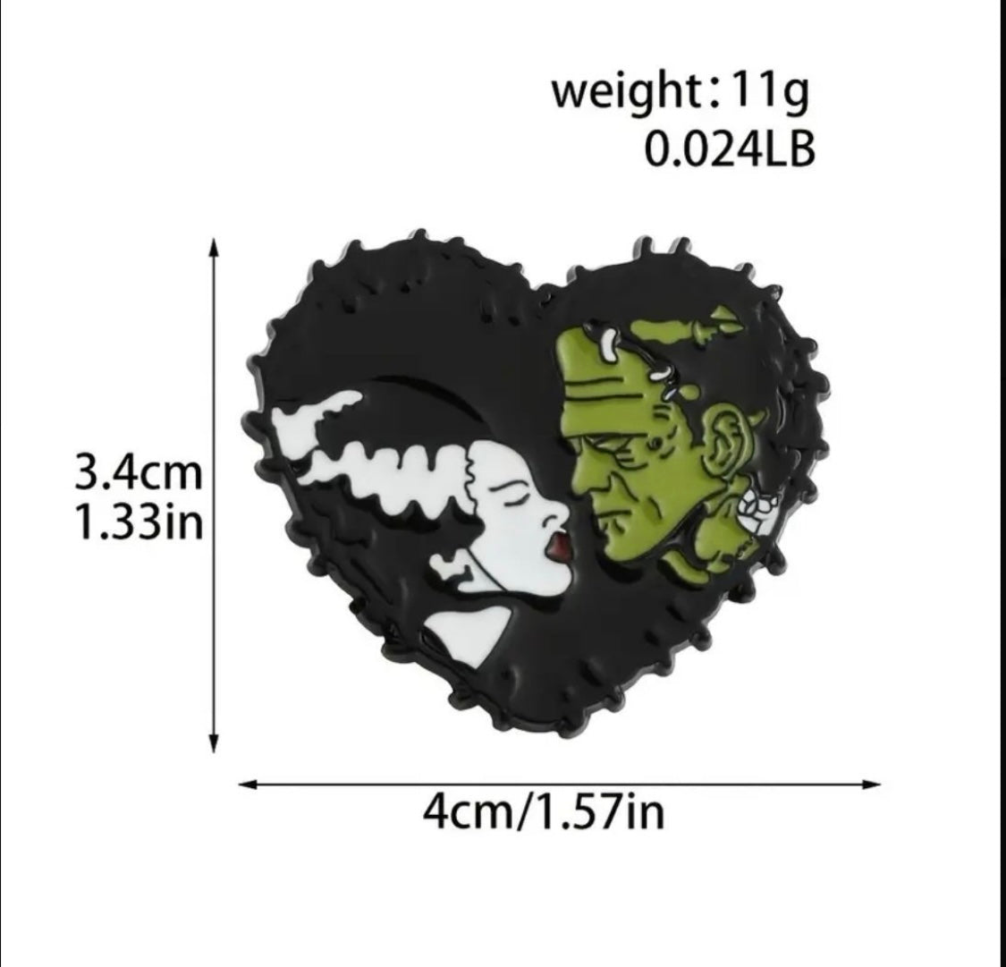 Frankenstein & Bride enamel pin