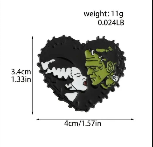 Frankenstein & Bride enamel pin