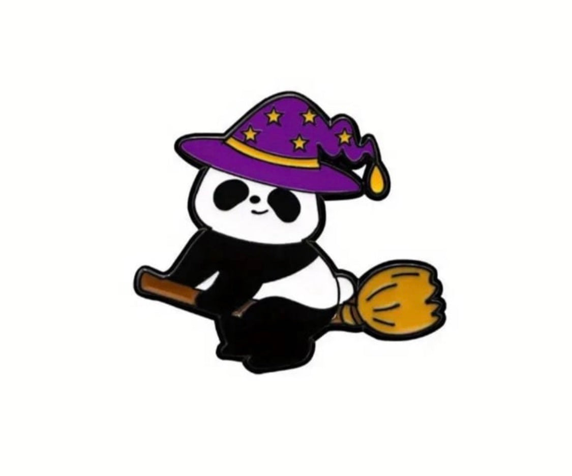 Cute witchy pandas enamel pins