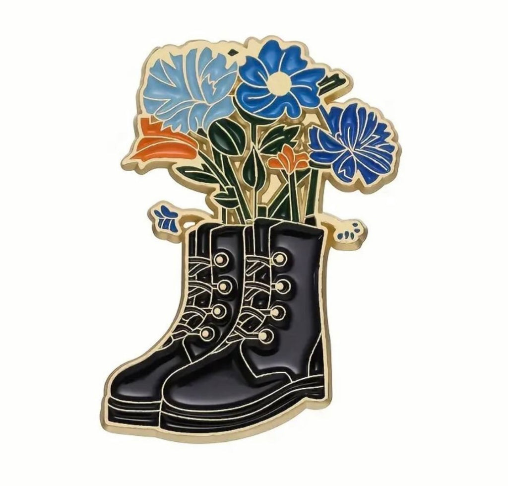 Flower boots enamel pin