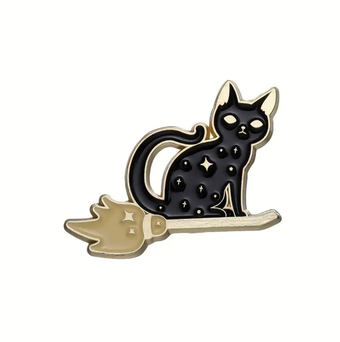 Witchy Black Cat enamel pin