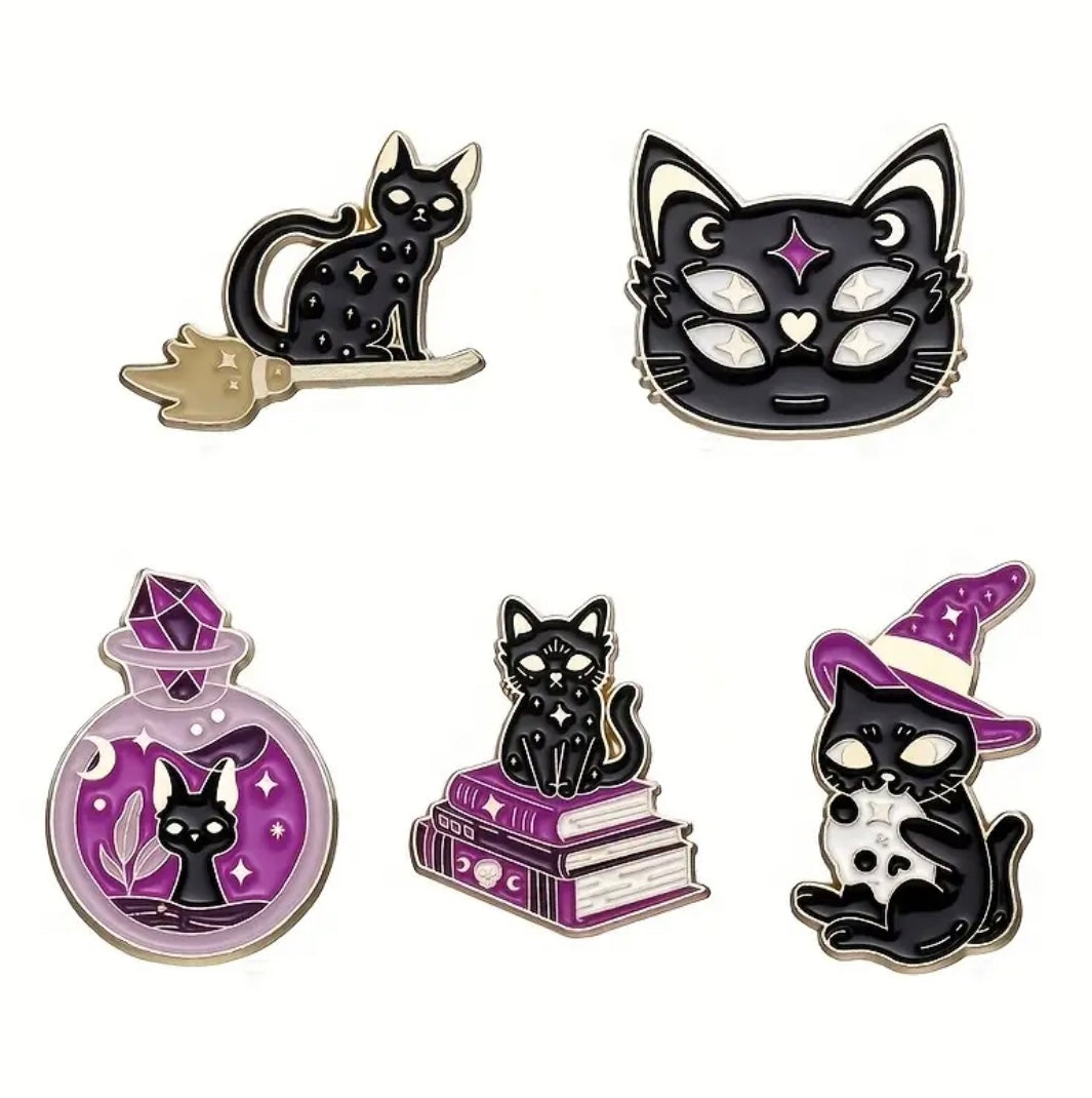 Witchy Black Cat enamel pin