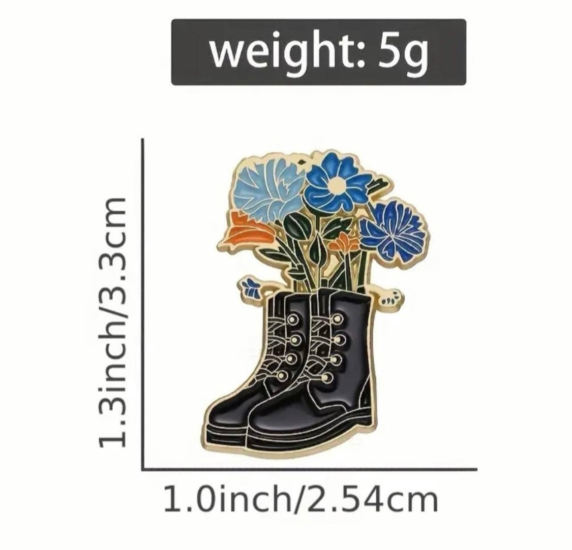 Flower boots enamel pin