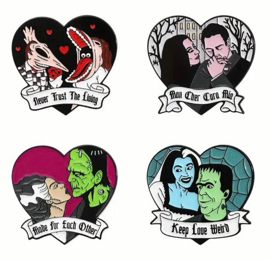 Spooky lovers enamel pins