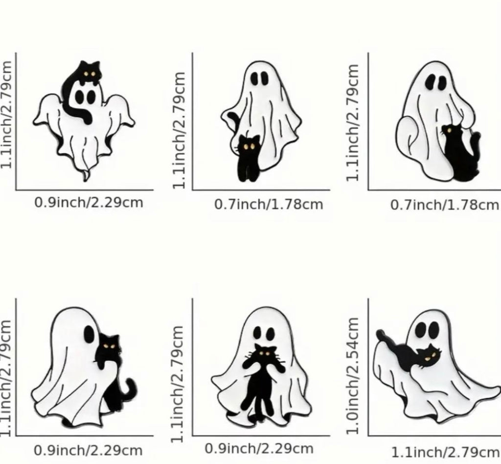 Cute Ghosts with black cats enamel pins