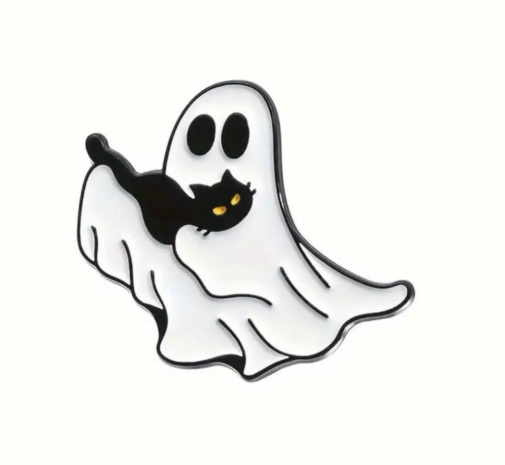 Cute Ghosts with black cats enamel pins