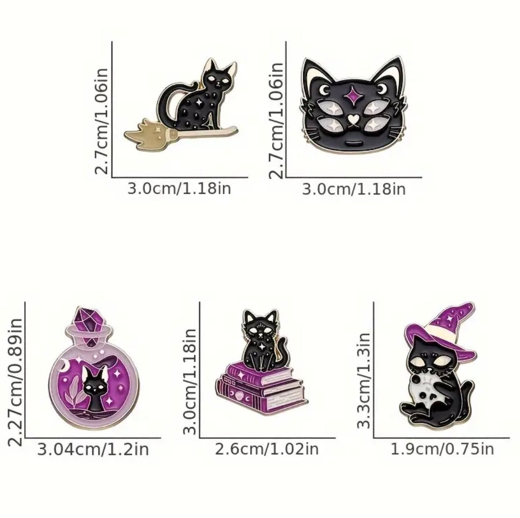 Witchy Black Cat enamel pin