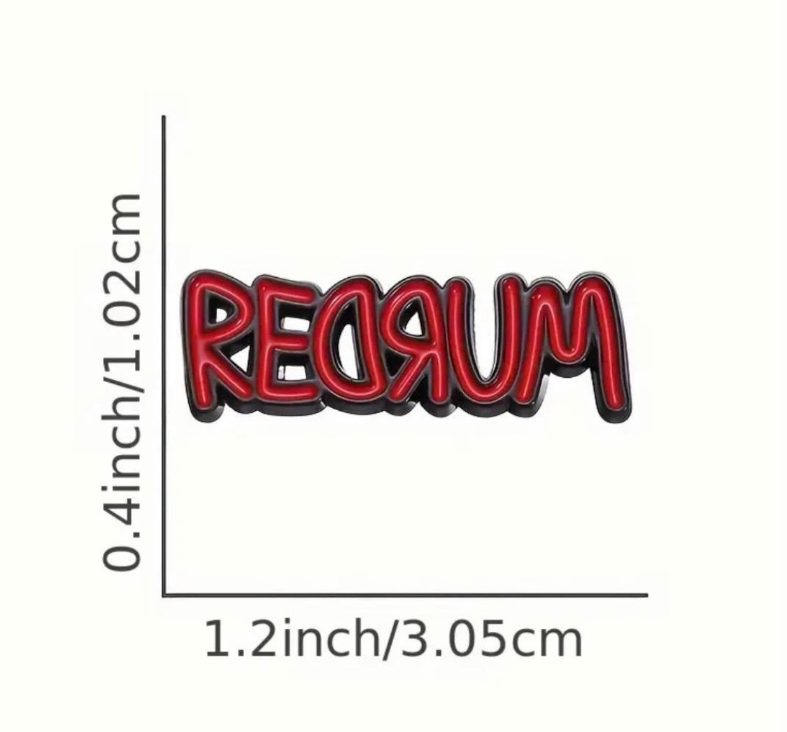 Redrum enamel pin