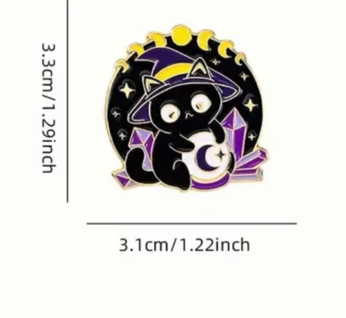 Witchy Black cats enamel pins