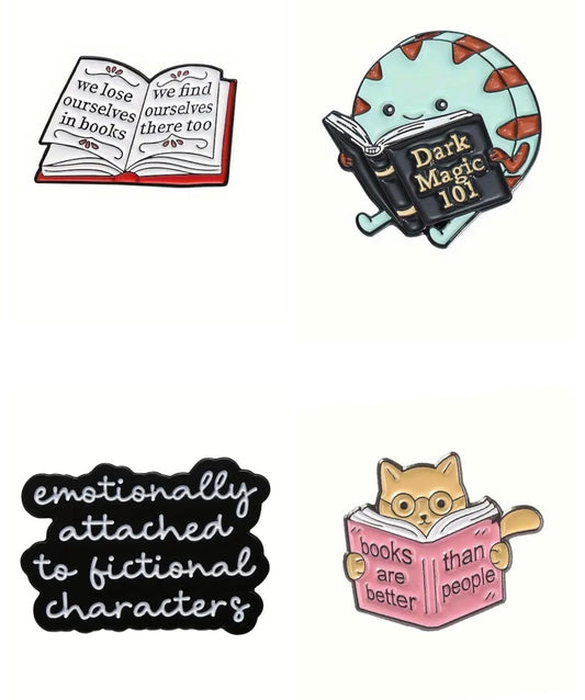 Book Lover enamel pins