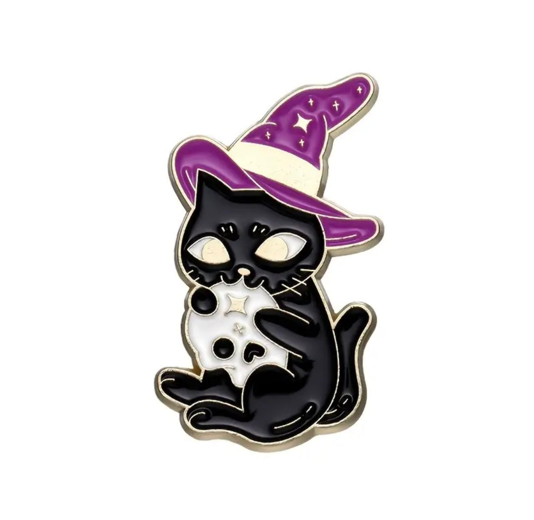 Witchy Black Cat enamel pin