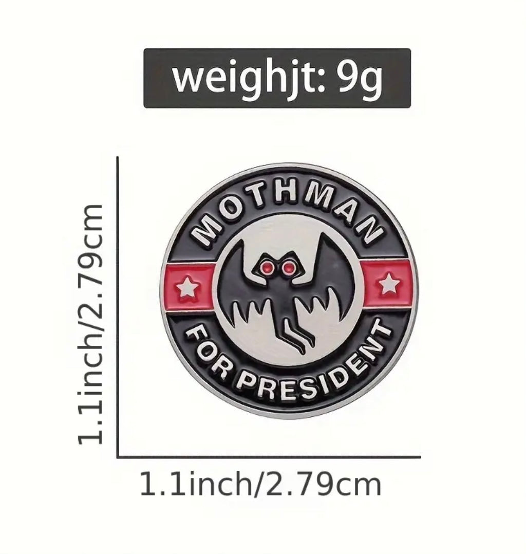 Mothman for president enamel pin