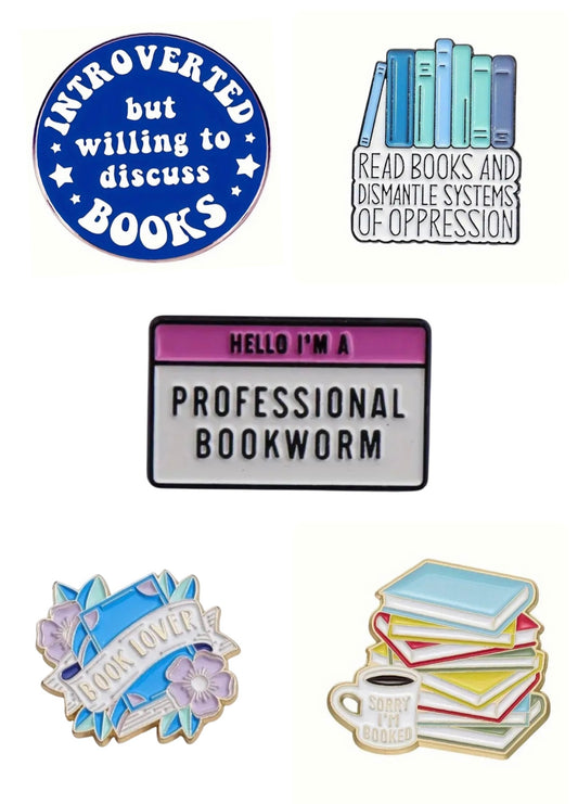 Book Lovers enamel pins