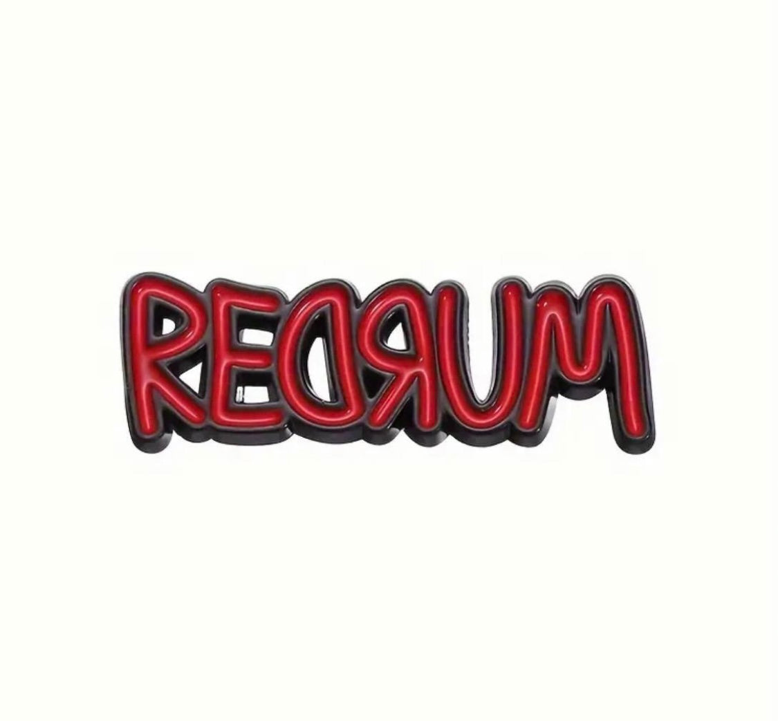 Redrum enamel pin