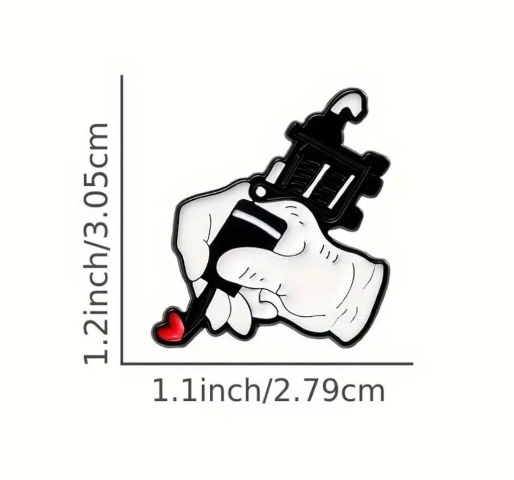 Cute heart tattoo enamel pin
