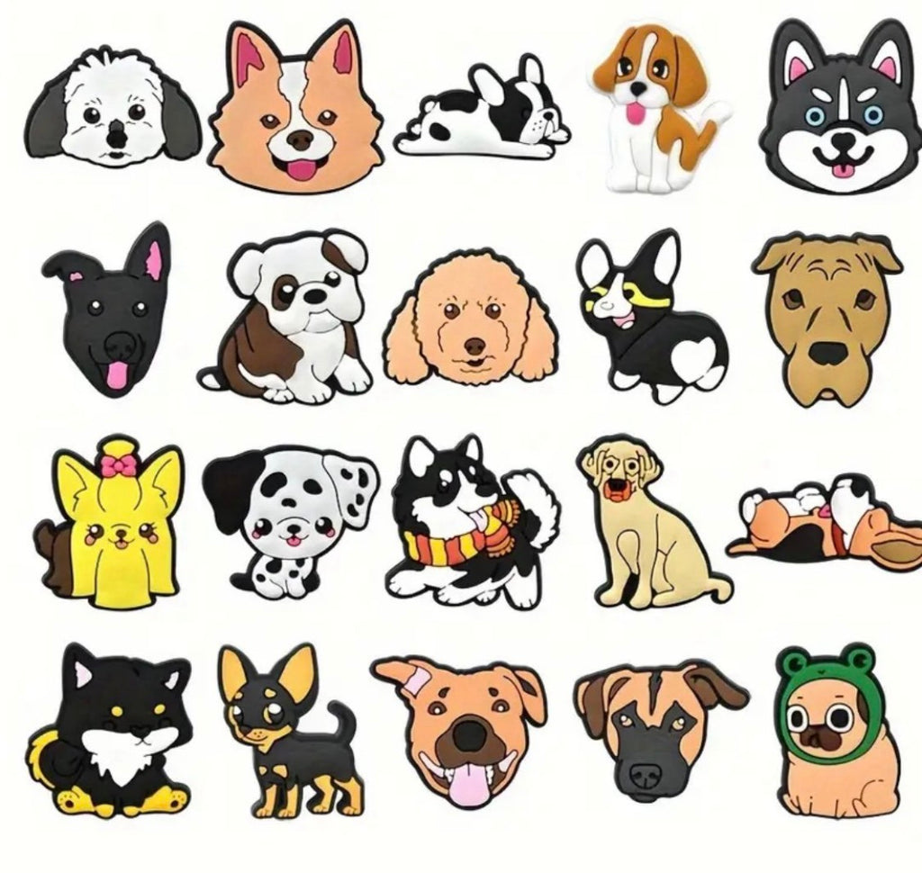 10 piece cute dogs assorted shoe charms