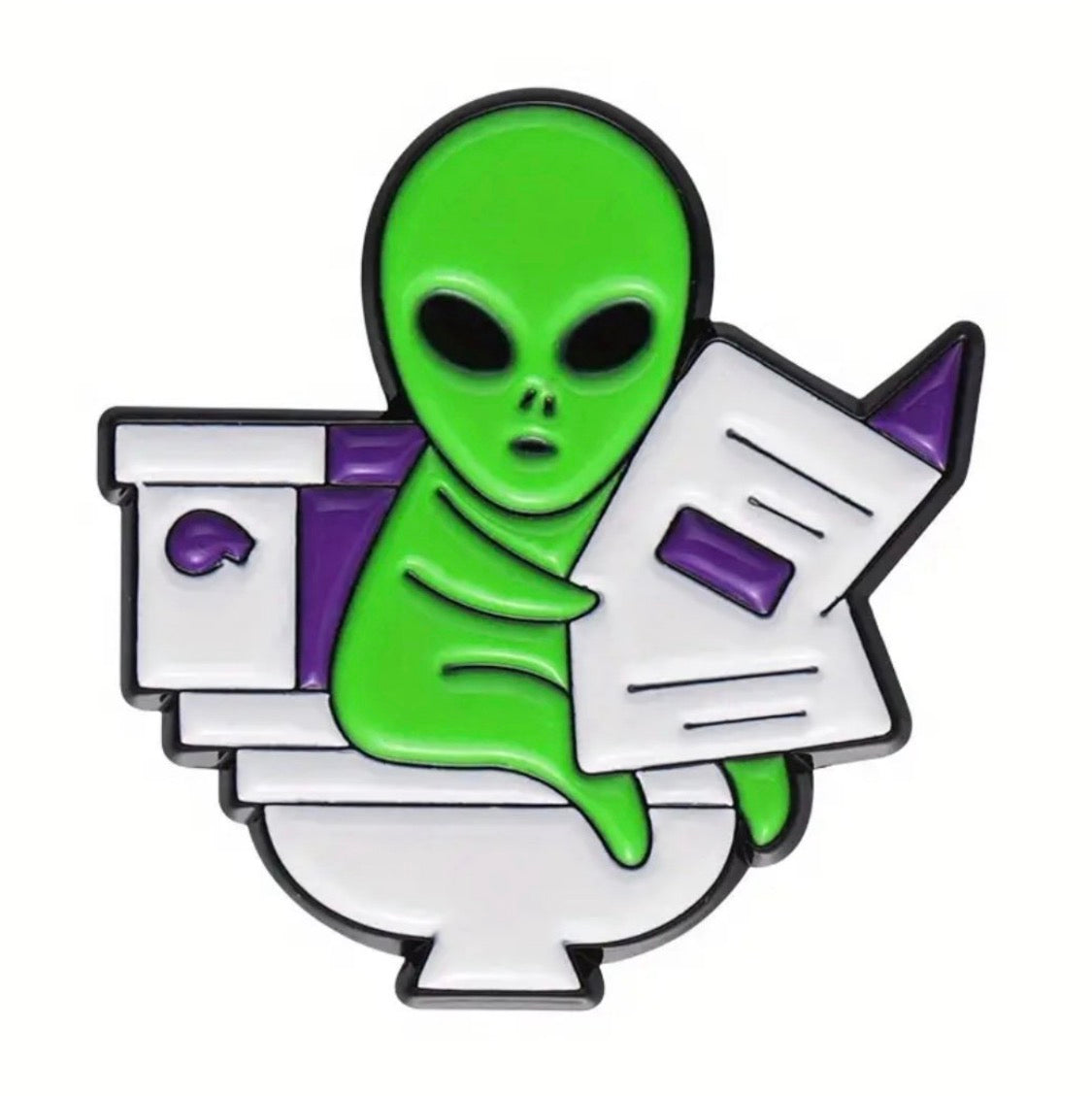 Funny alien on a toilet Enamel Pin
