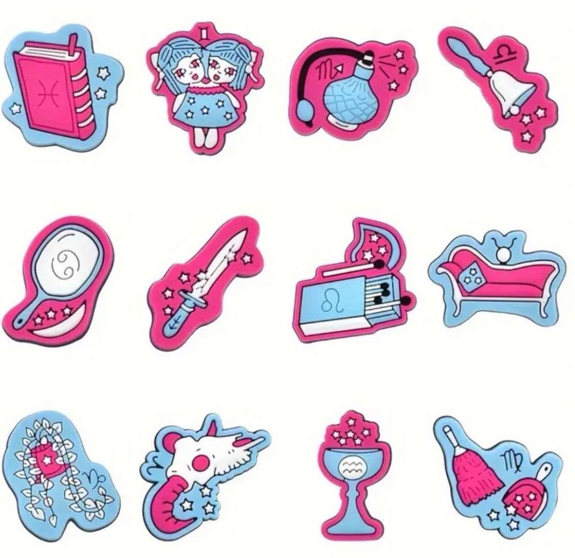 12 piece Constellations of the zodiac shoe charms