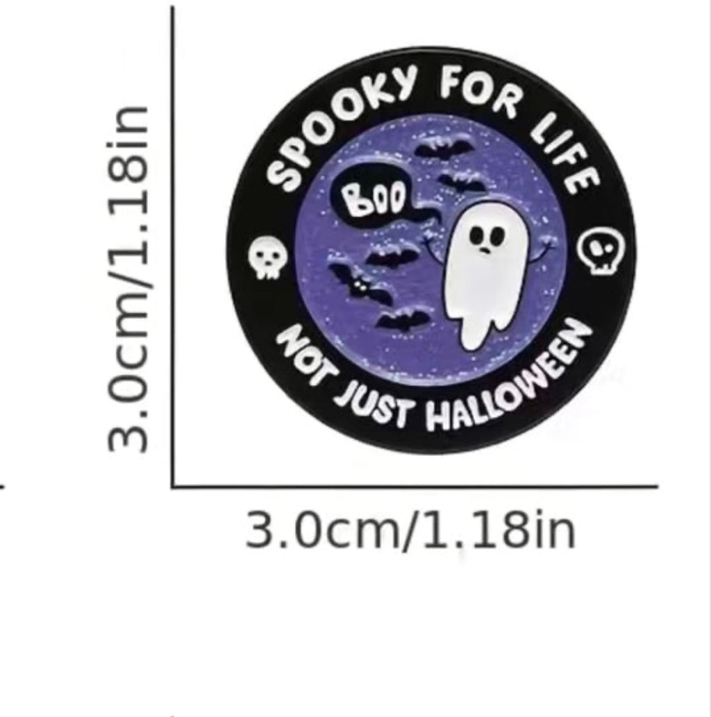 Spooky For Life Glitter Ghost enamel pin