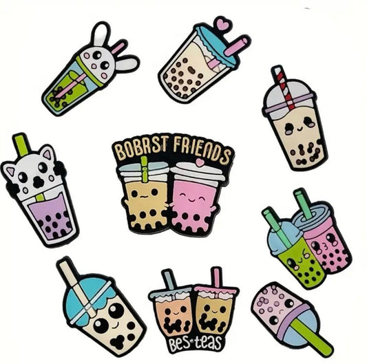 12 pc boba tea cute shoe charms