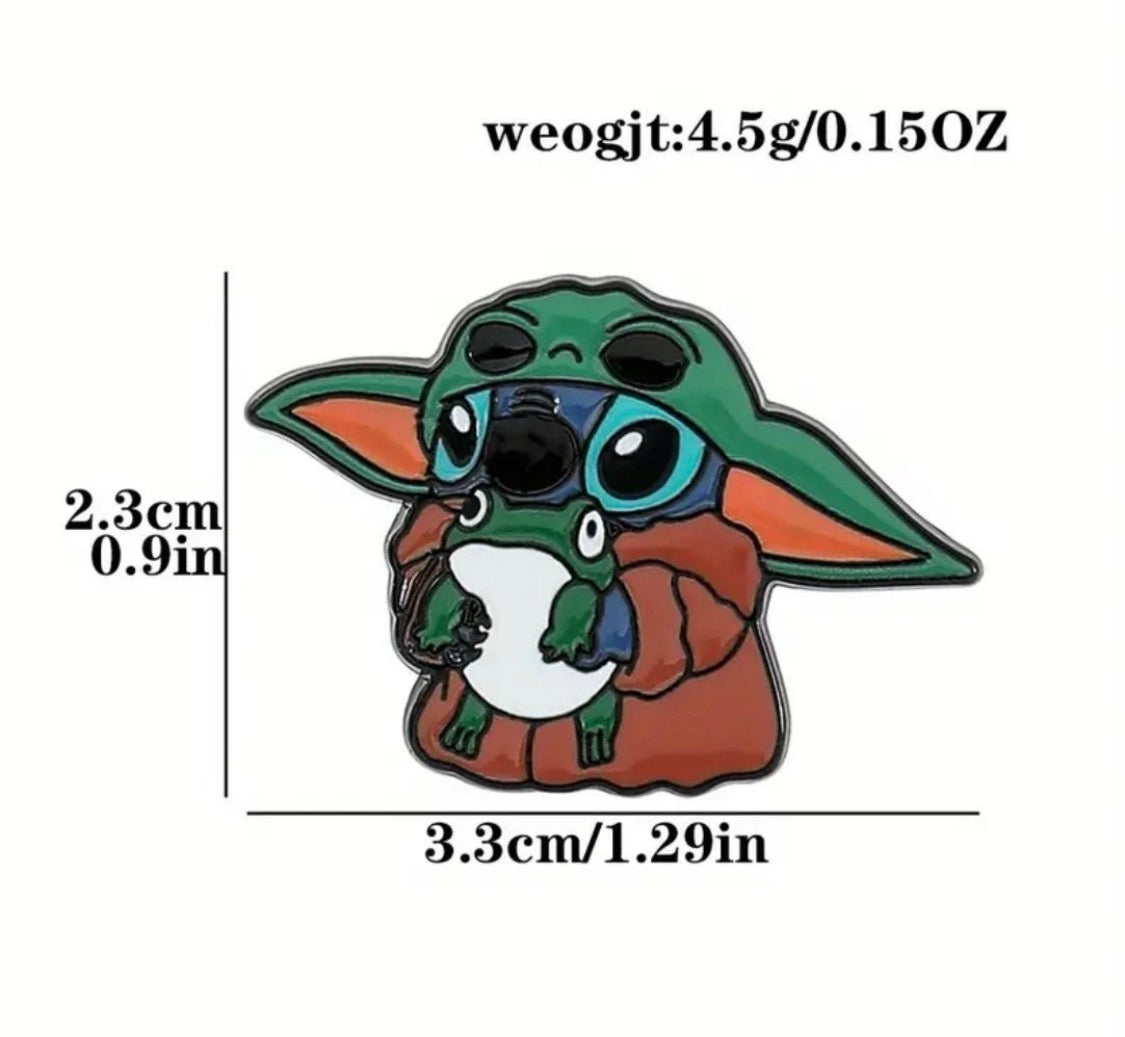 Stitch X baby yoda Star Wars mashup pin