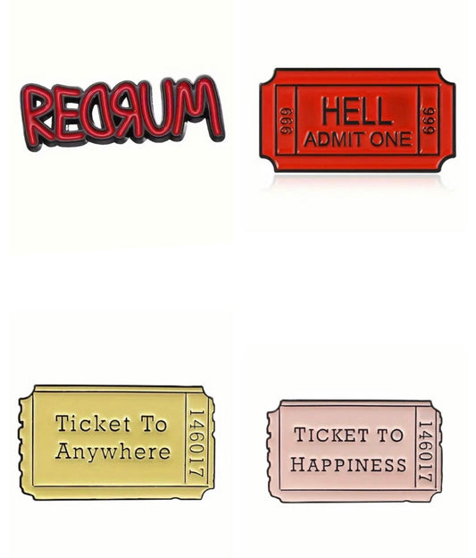 Ticket to Hell, REDRUM enamel pins