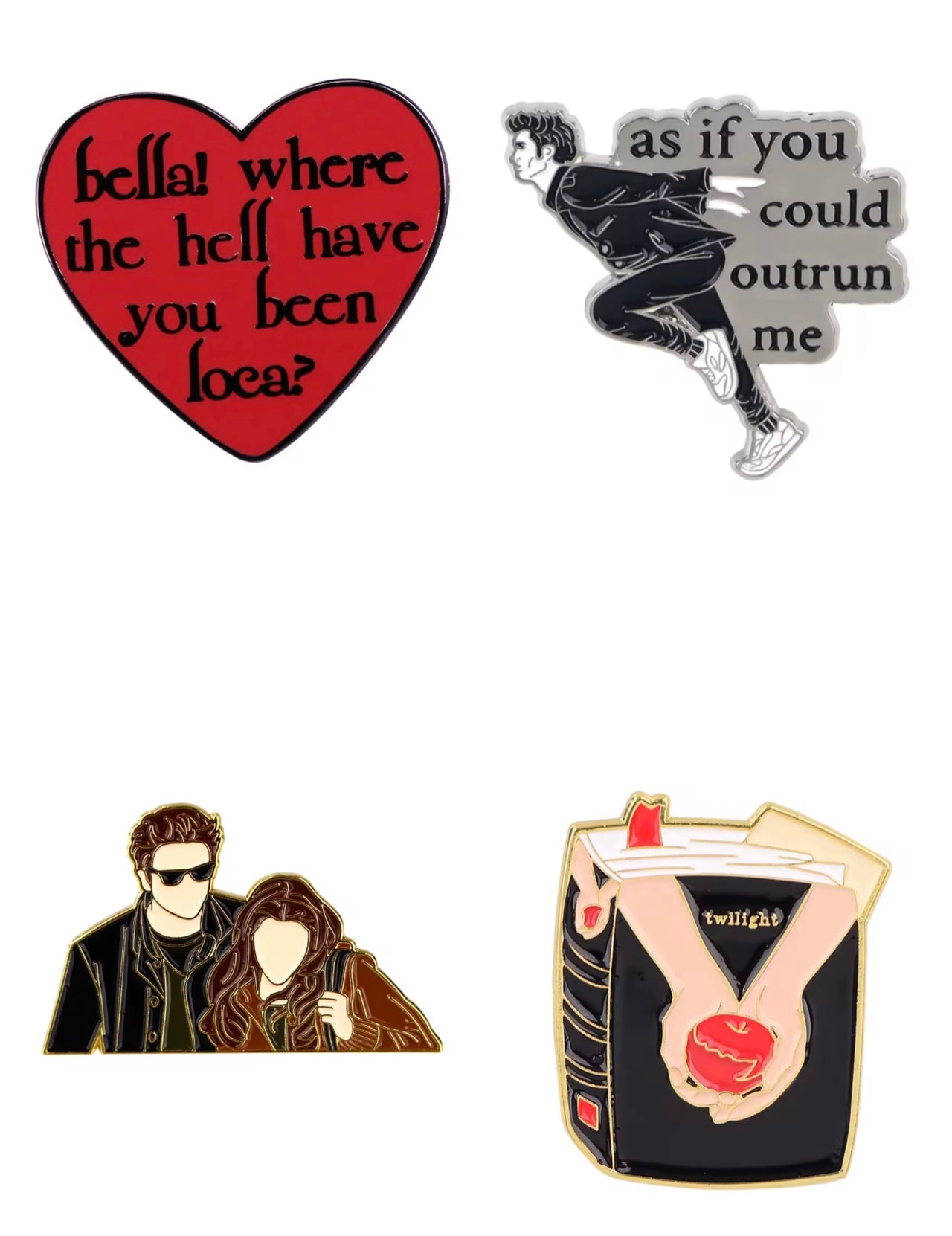 Twilight inspired enamel pins