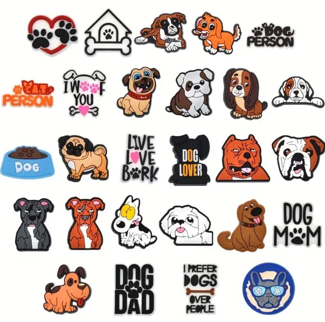 10 piece cute dogs assorted shoe charms