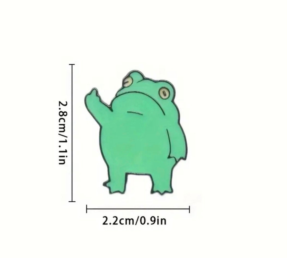 Funny frog enamel pin