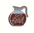 Funny coffee pot “pot head” enamel pin
