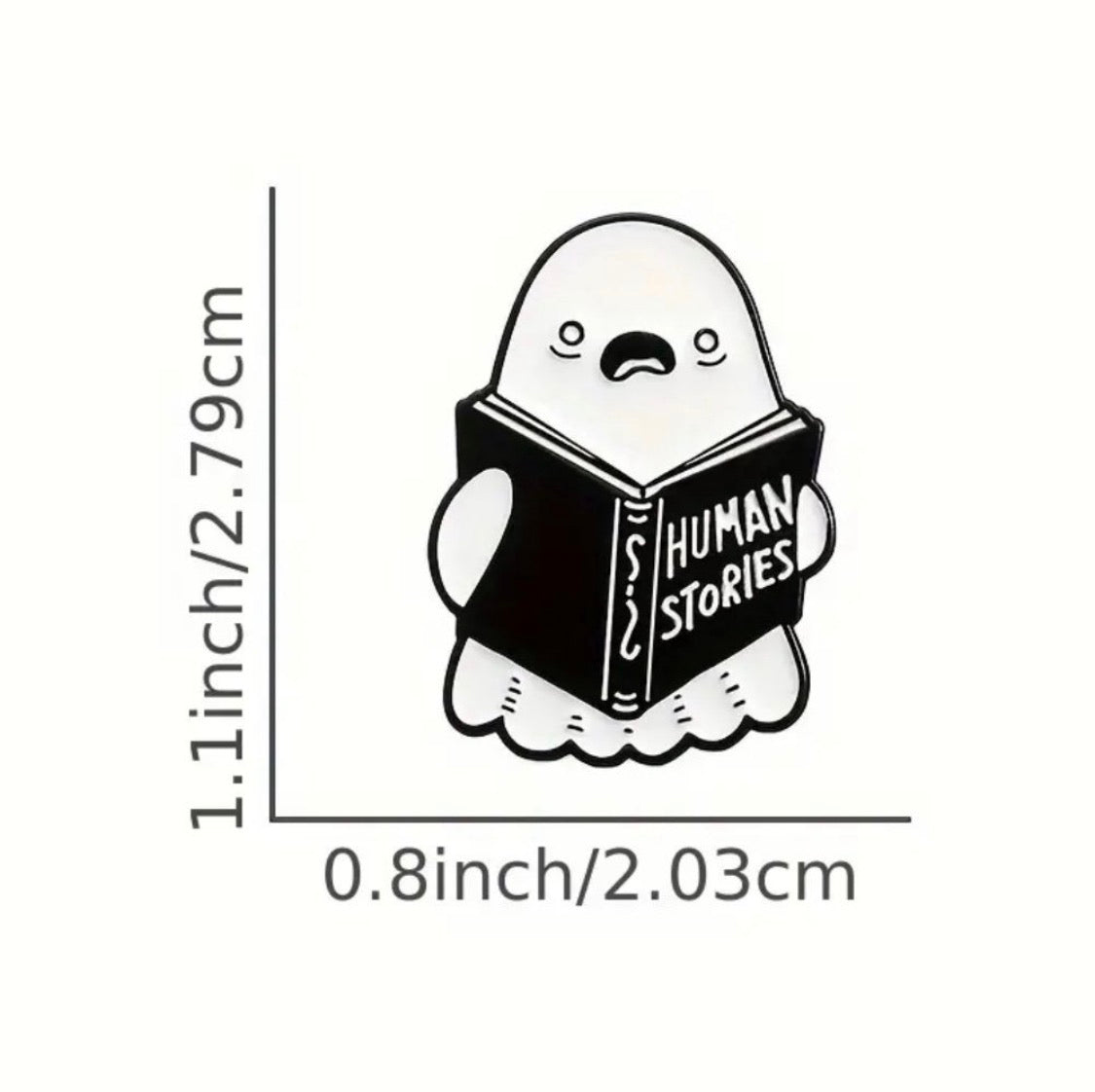 Funny ghost reading enamel pin