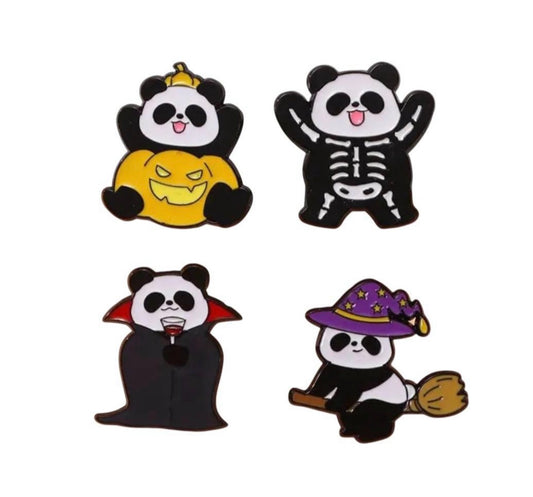 Cute witchy pandas enamel pins