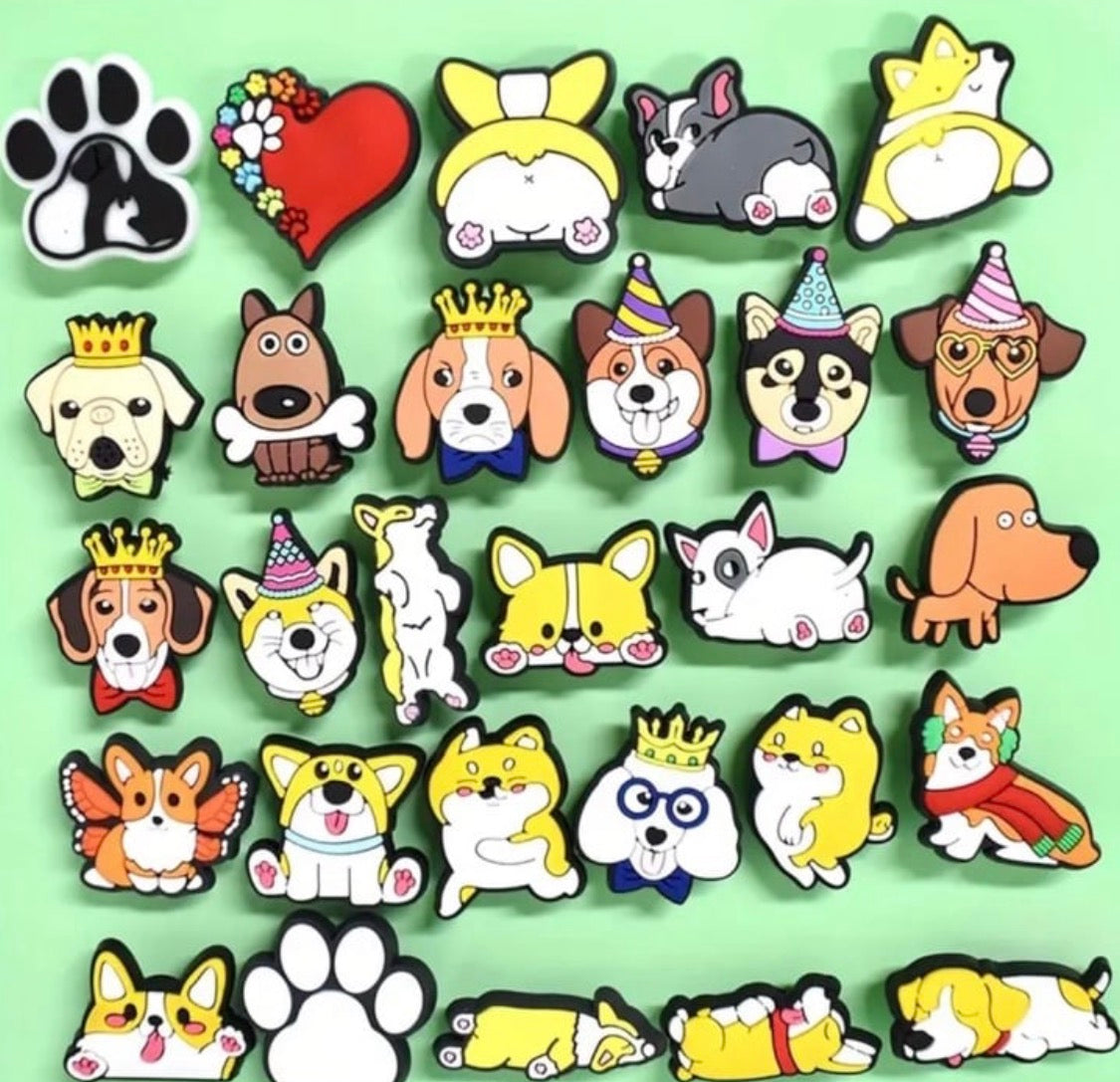 10 piece cute dogs assorted shoe charms