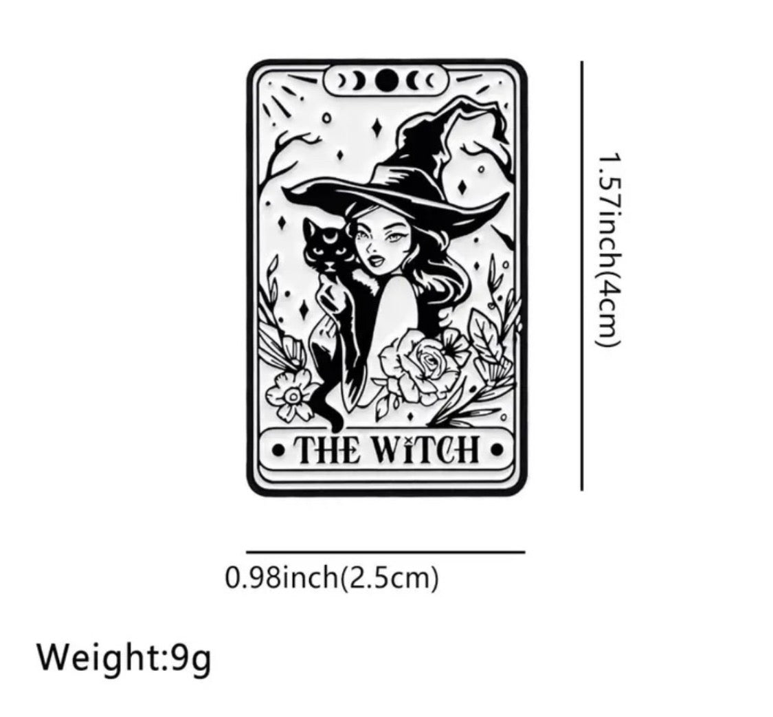 The Witch tarot card enamel pin