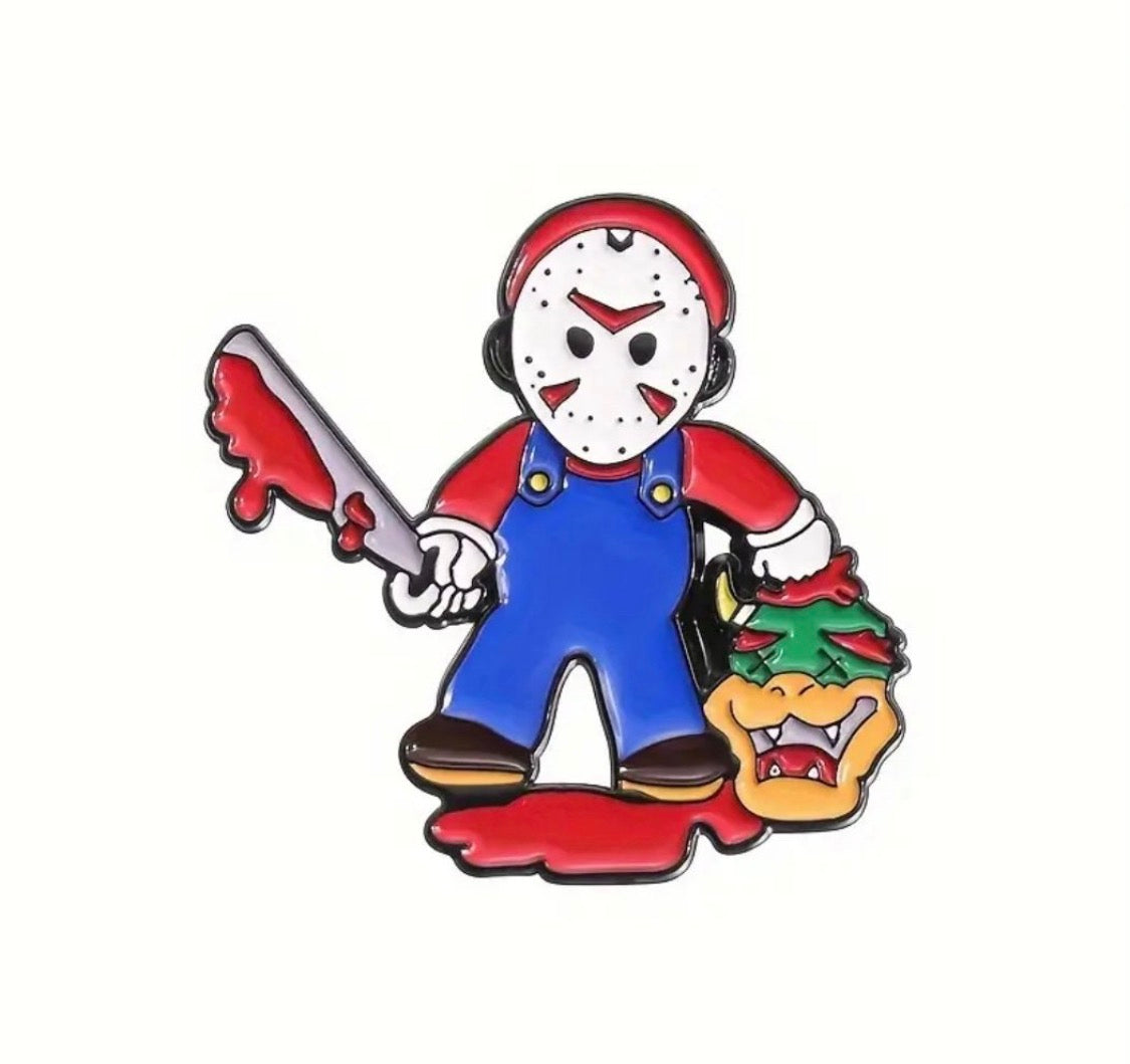 Super Mario X Jason Mashup enamel pin