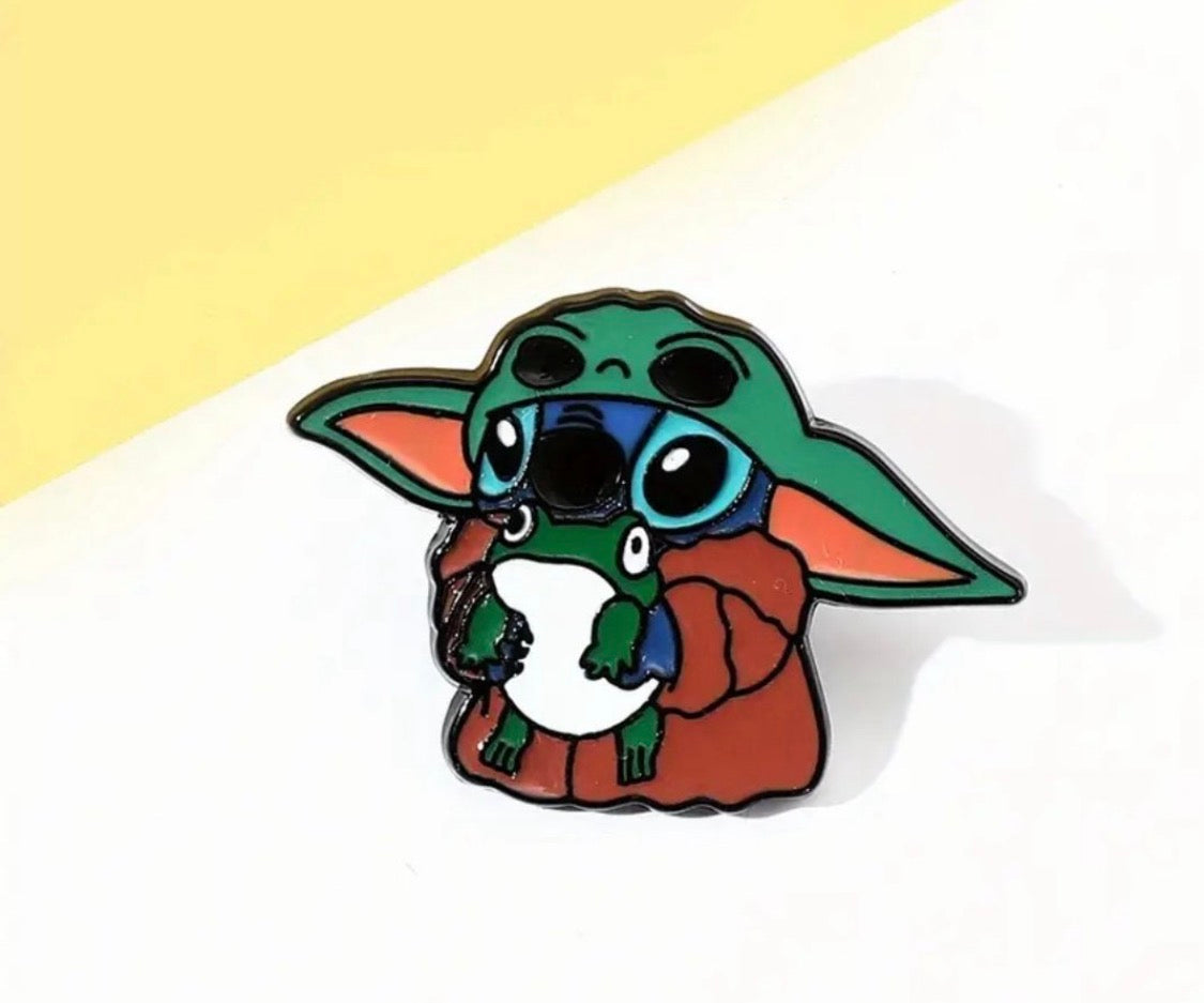 Stitch X baby yoda Star Wars mashup pin