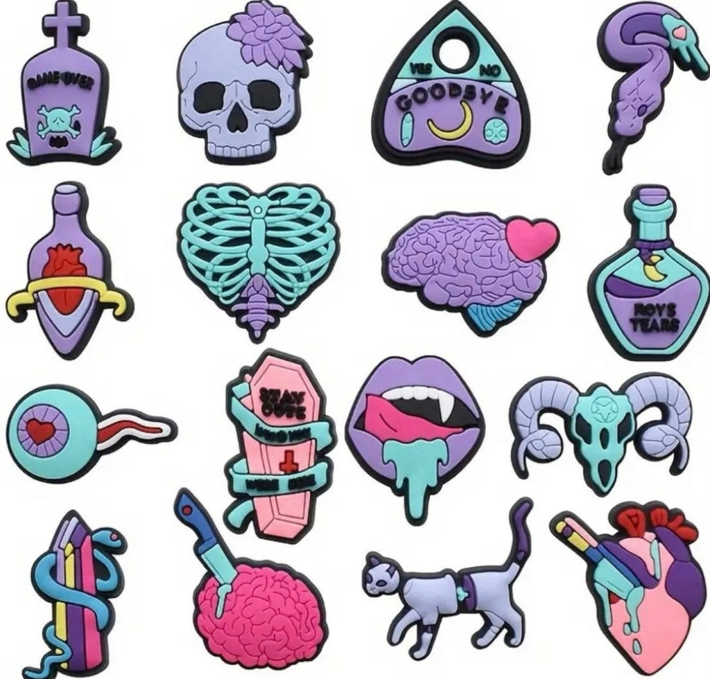 12 pc Purple Witchy shoe charms