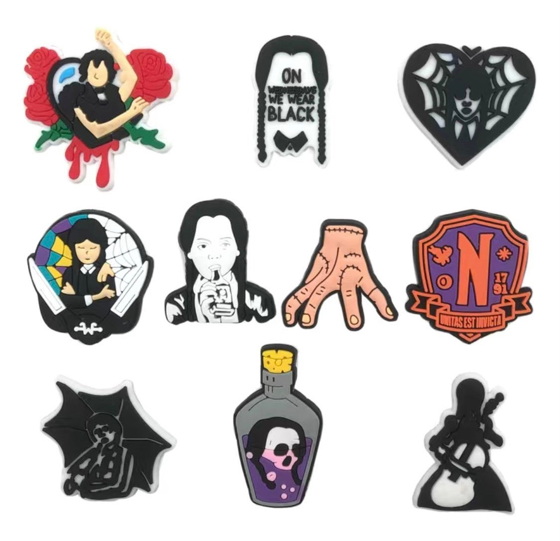 10 piece Wednesday shoe Charms