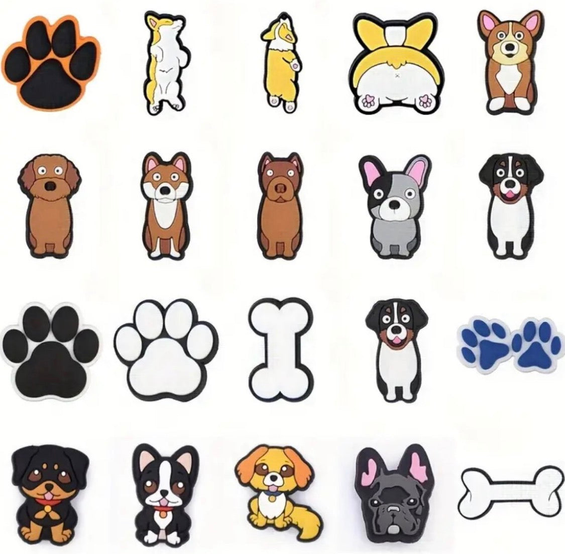 10 piece cute dogs assorted shoe charms