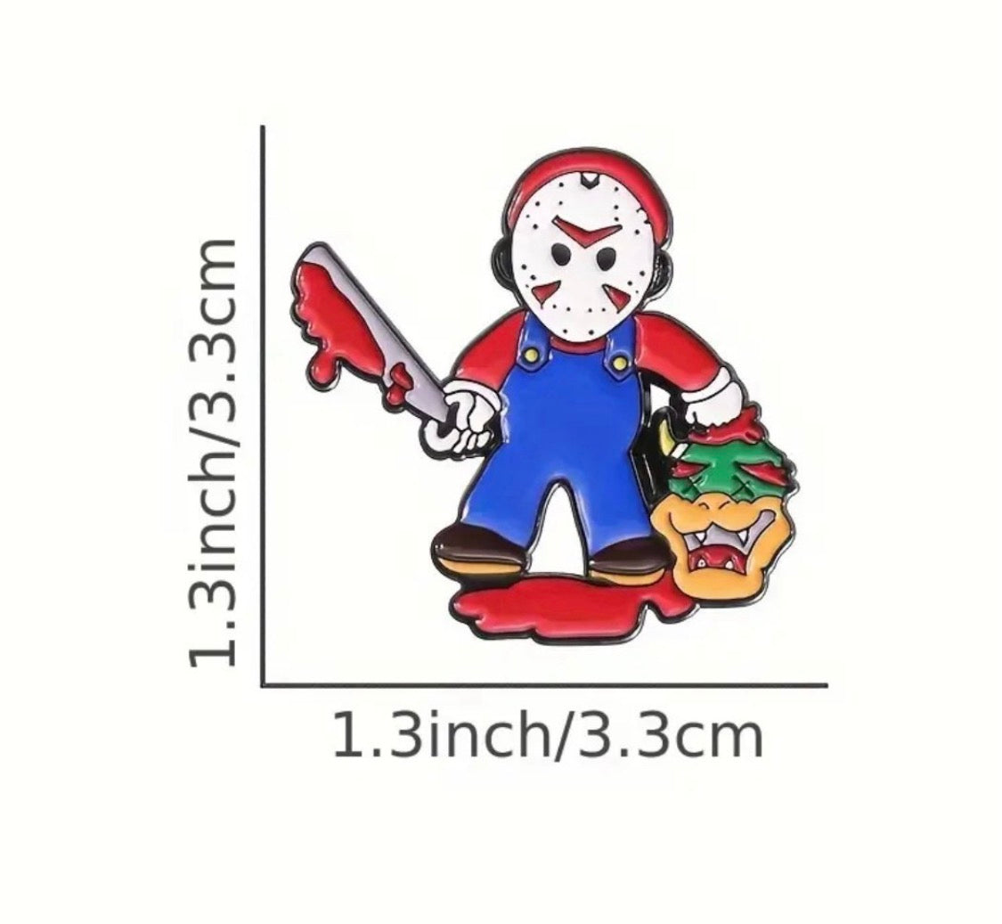 Super Mario X Jason Mashup enamel pin