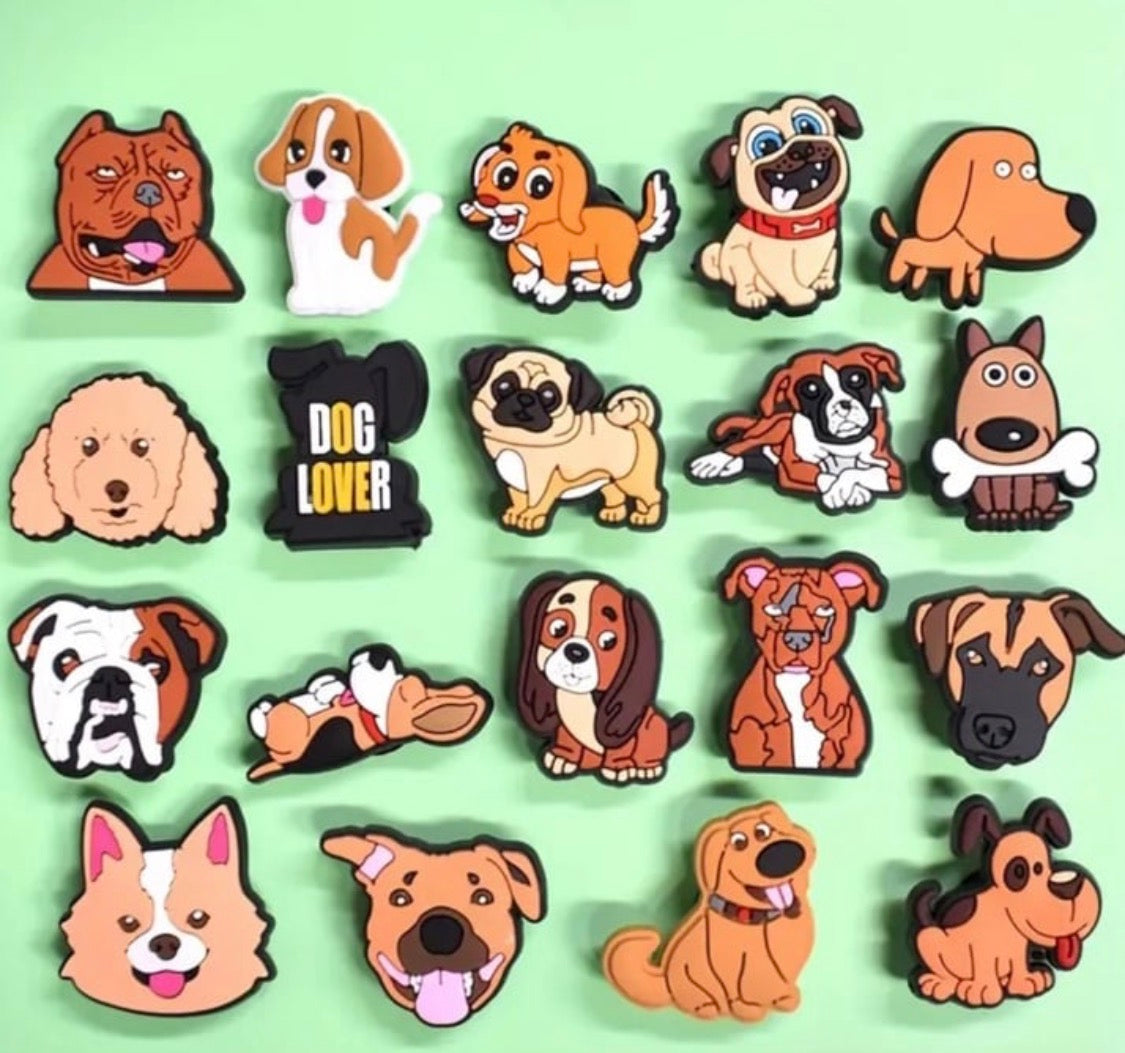 10 piece cute dogs assorted shoe charms